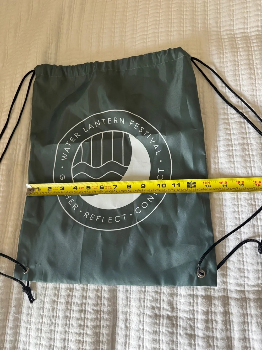 Water Lantern Festival Cinch Bag Nylon Drawstring Backpack Green Event Merch